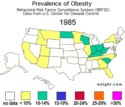 Obesity from 1985 to 2001